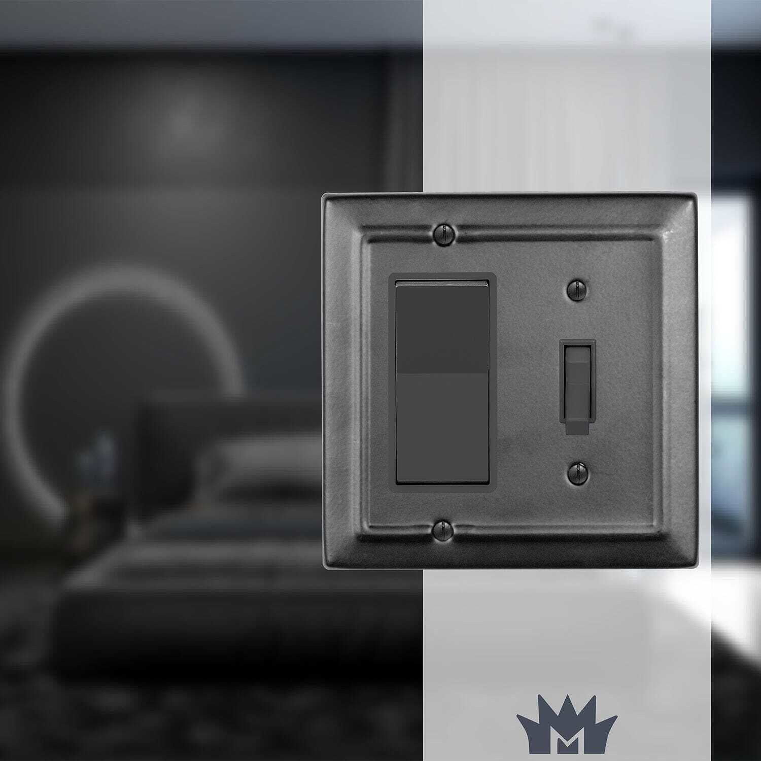 Matte Black Double Toggle Rocker Aluminum Wall Plate
