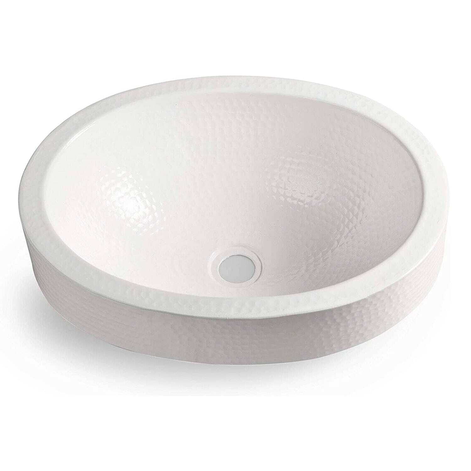 Classic White Hand Hammered Oval Skirted Vessel Sink