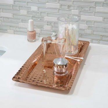 Monarch Abode Hand Hammered Decorative Tray for Bathroom/Kitchen Counter, 12 x 6 in, Copper Finish