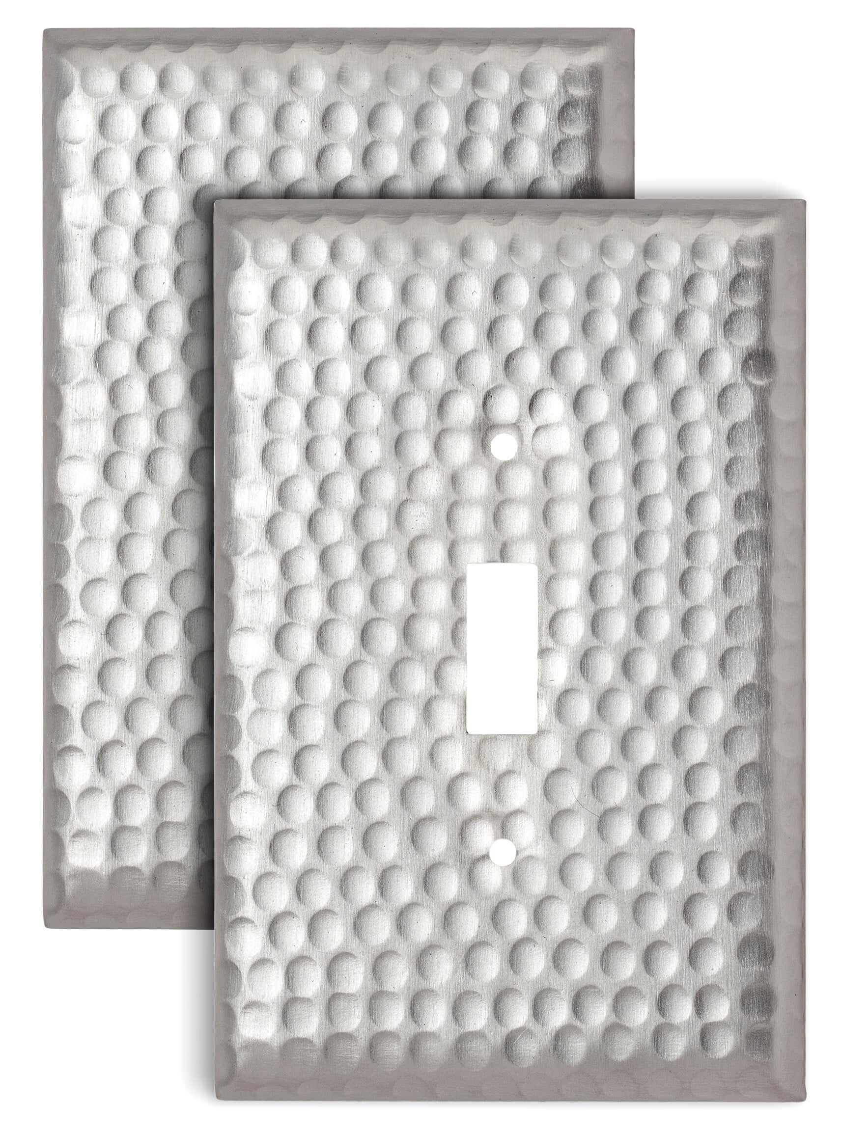Brushed Nickel Hand Hammered 1-Gang Metal Toggle Wall Plate