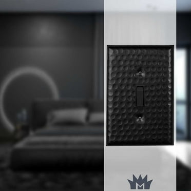 Monarch Abode, Hand Hammered, Switch Toggle Wall Plate Cover, 1 Gang, Matte Black, Pack of 2