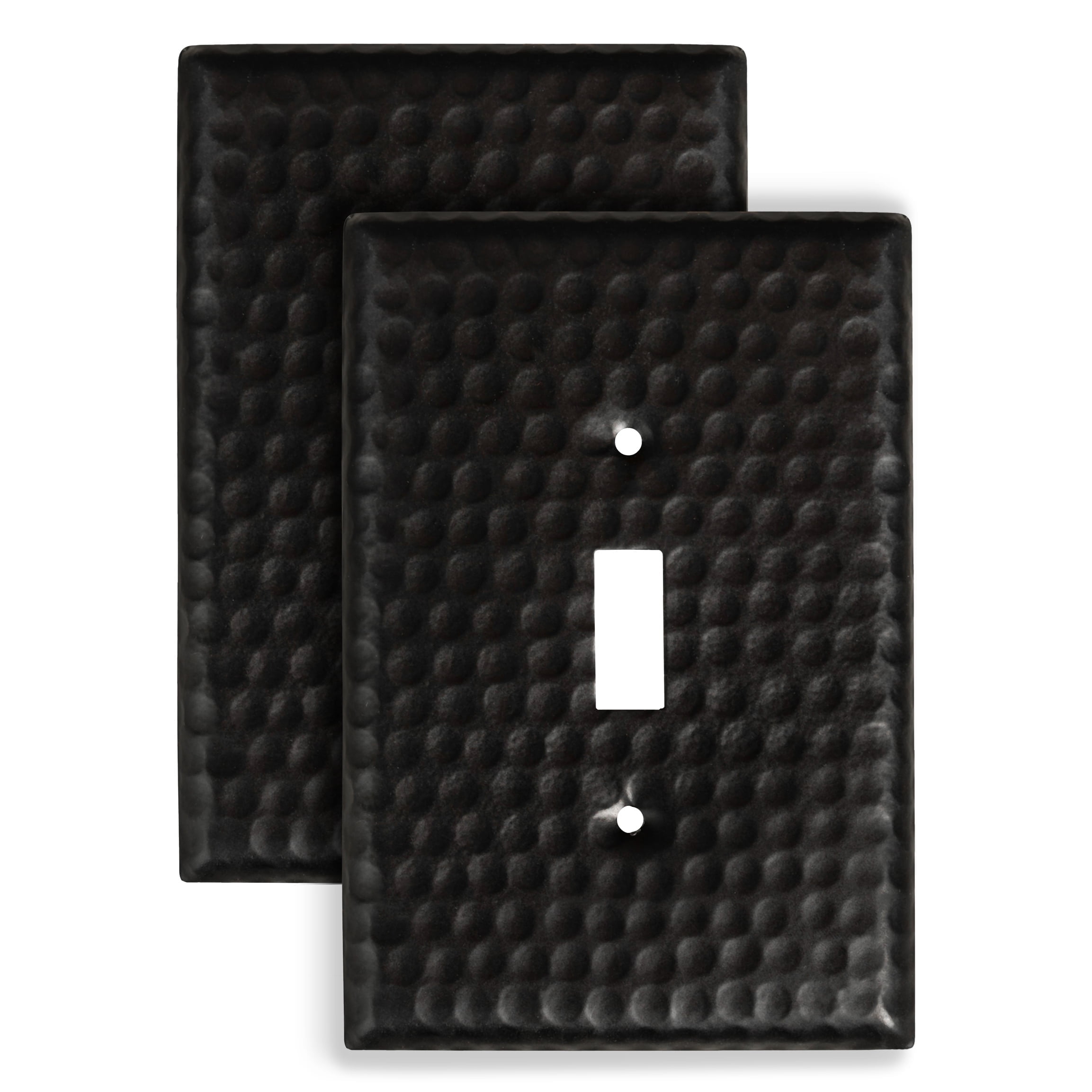 Hand Hammered Matte Black Aluminum Toggle Light Switch Wall Plate Set