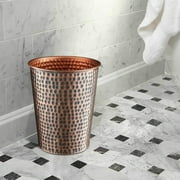 Monarch Abode Metal Wastebasket Trash Can, Hand Hammered, Bathroom Decor, Antique Copper Finish