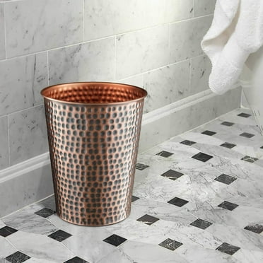 Monarch Abode Metal Wastebasket Trash Can, Hand Hammered, Bathroom Decor, Antique Copper Finish