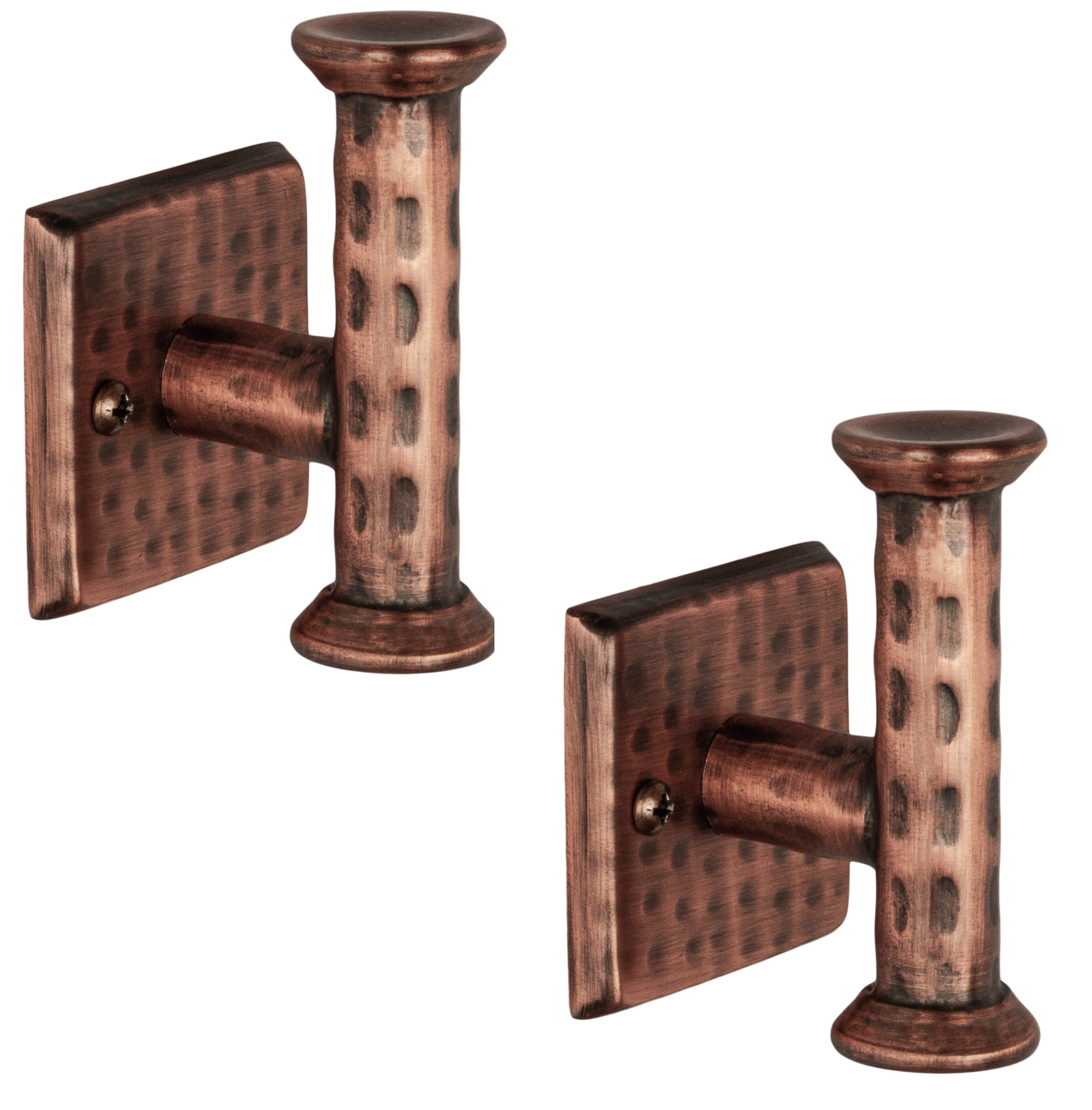 Antique Copper Hand Hammered Metal Multi-Purpose Wall Hooks, Set of 2