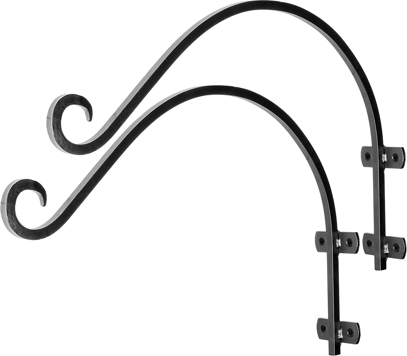 Black Iron Wall Mount Plant Hook Bracket Set