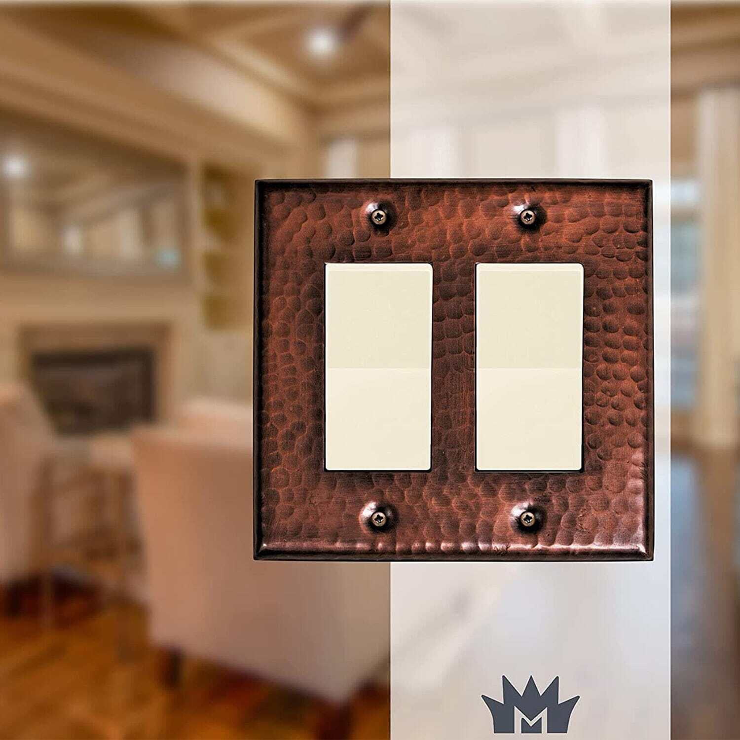 Hand Hammered Copper 2-Gang Rocker Decorative Wall Plate