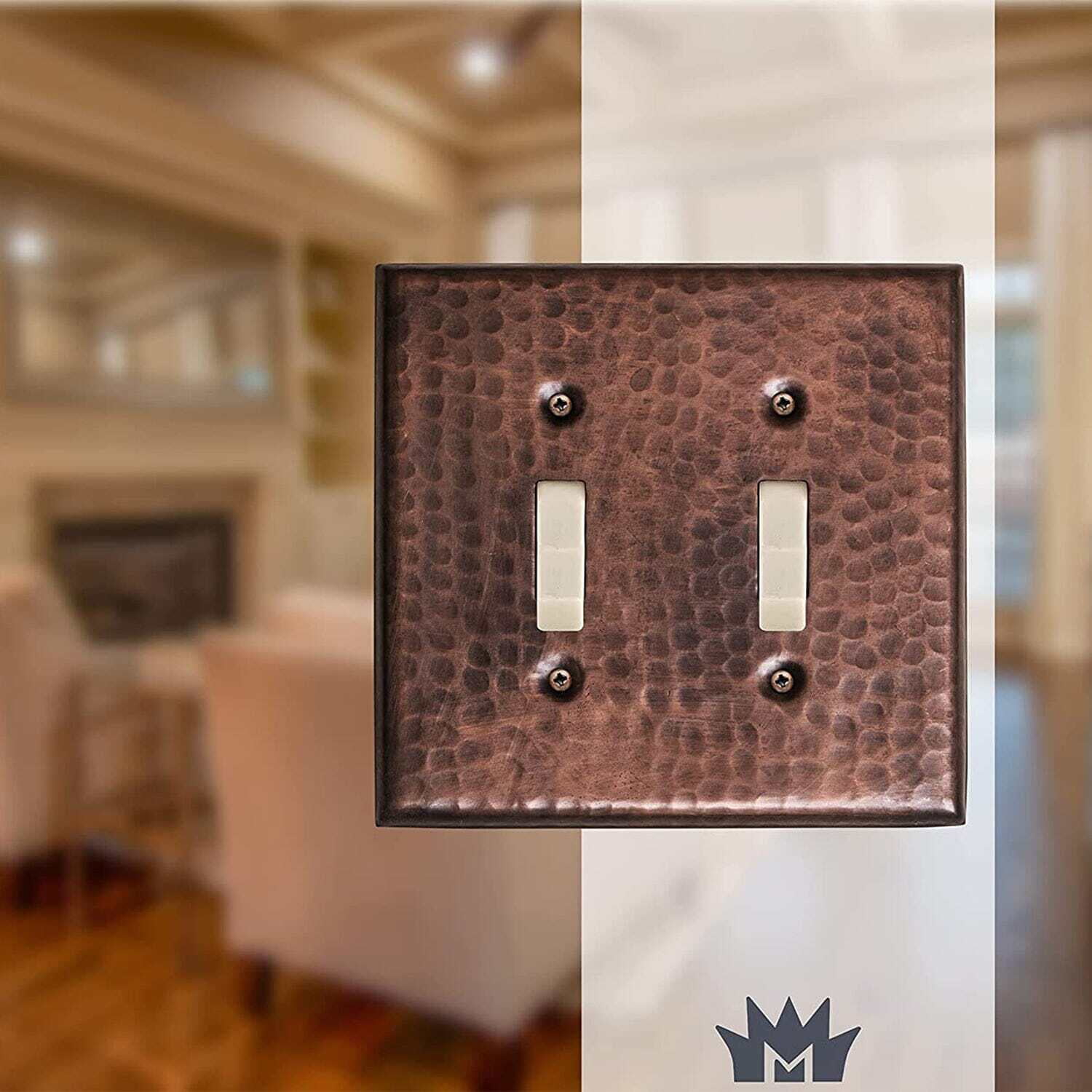 Hand Hammered Copper Double Toggle Switch Plate