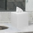 thumbnail image 1 of Monarch Abode Tissue Box Cover, Hand Hammered, Metal, Square Tissue Box Holder, White, 1 of 6