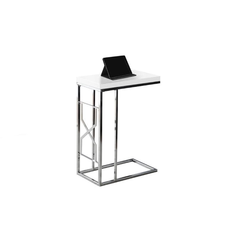 Monarch Accent Table Glossy White / Chrome Metal