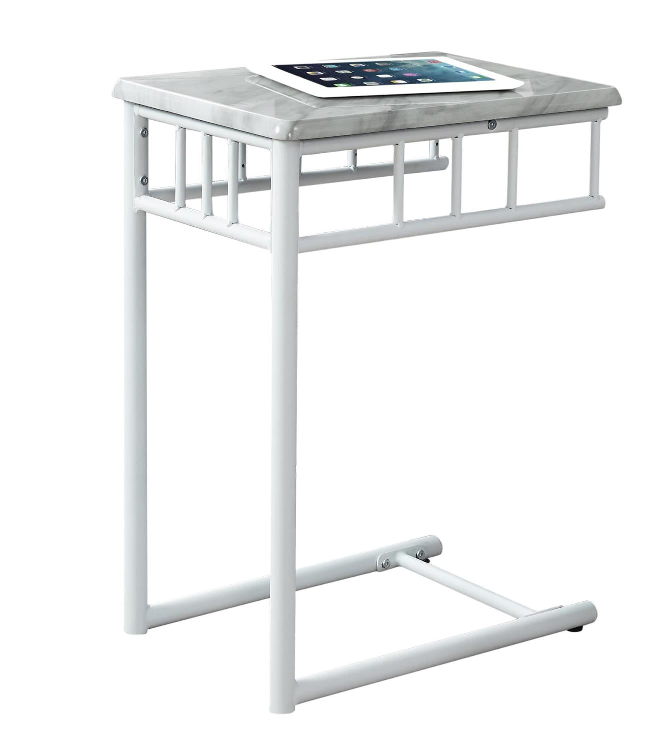 Monarch Accent Table White Marble / White Metal