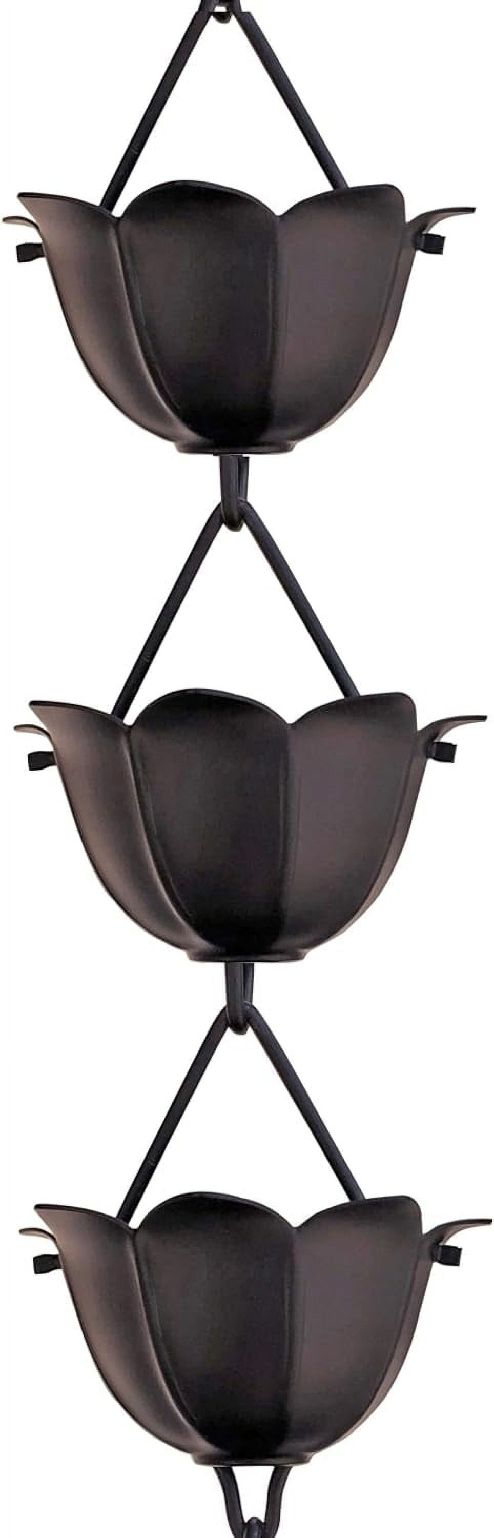 Black Aluminum Lotus Cup Rain Chain Extension, 3 ft