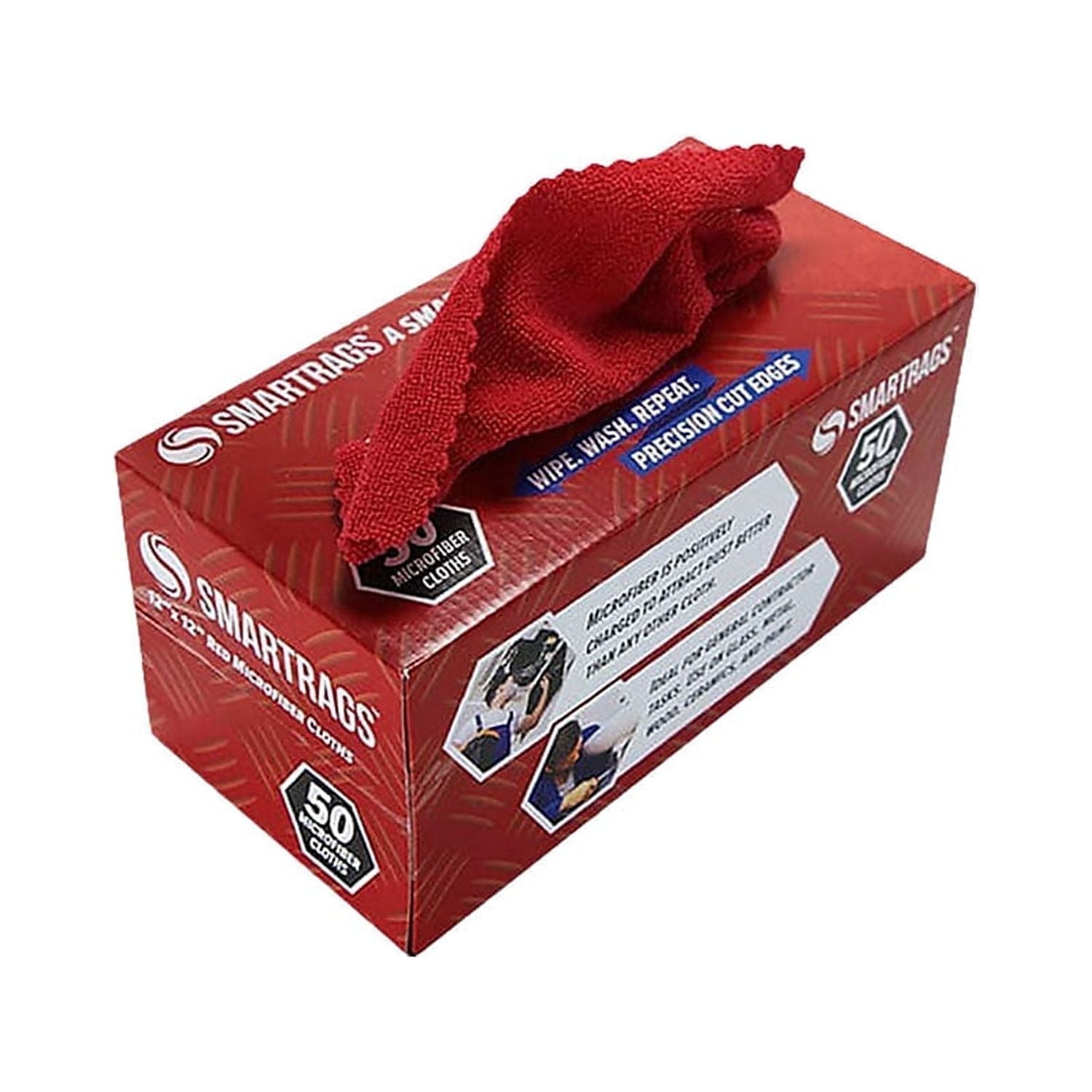 Arkwright Smart Rags Box of 50 Microfiber Cleaning Cloths, 12 x 12, Red ...