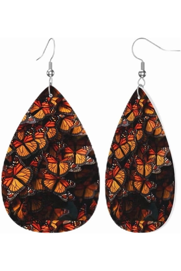 Monarch Butterflies Leather Earrings, Light And Bright Colors, Gifts For Christmas, Valentine'S Day And Parties[s913]