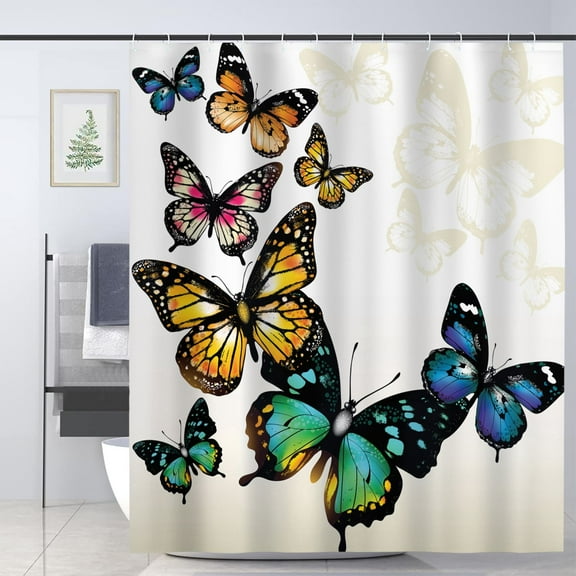 Monarch Butterflies Shades and Shadows Ombre Shower Curtain for Bathroom Decoration Fabric Shower Curtain set with 12 Hooks,72x72