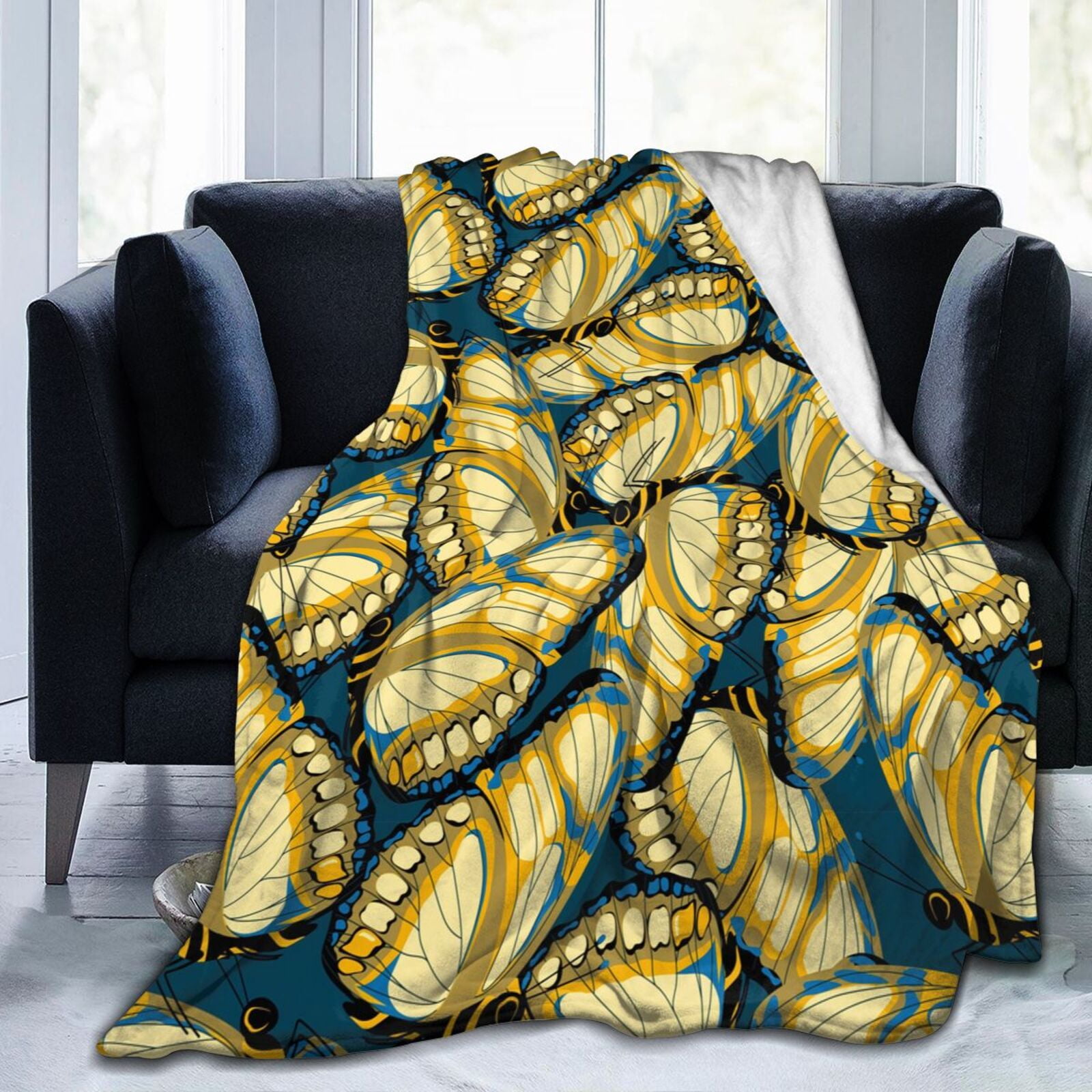 Monarch Butterflly Pattern Throw Blanket Soft Cozy Warm Durable Fuzzy