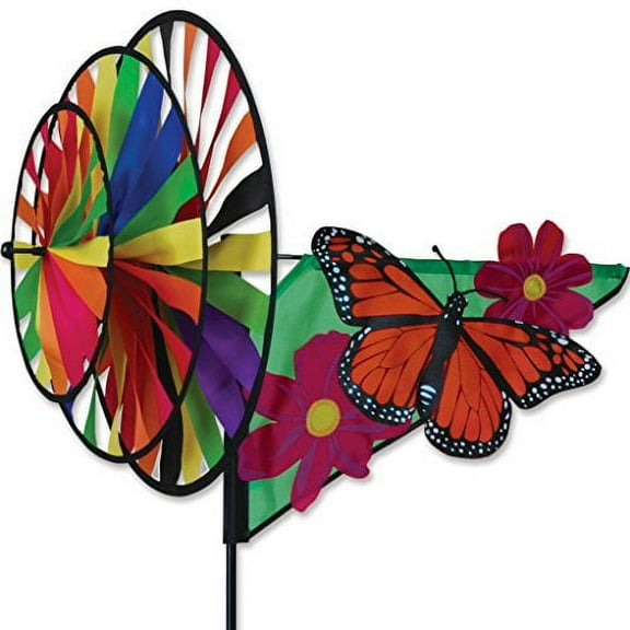 Monarch Butterfly 33 in. - Triple Wheel Wind Garden Spinner by Premier Kites