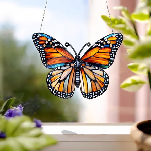 Monarch Butterfly Acrylic Suncatcher Faux Art Window Hanging Home Decor Spring Summer Garden