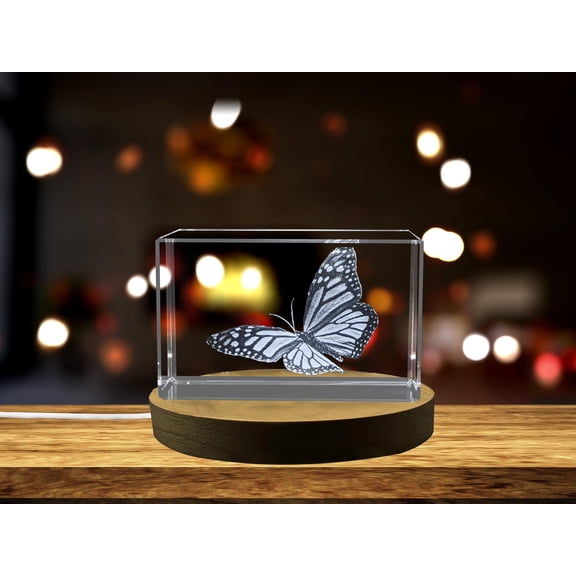 Monarch Butterfly Carved in Gorgeous 3D on Crystal | Stunning Insect Art for Butterfly Lovers