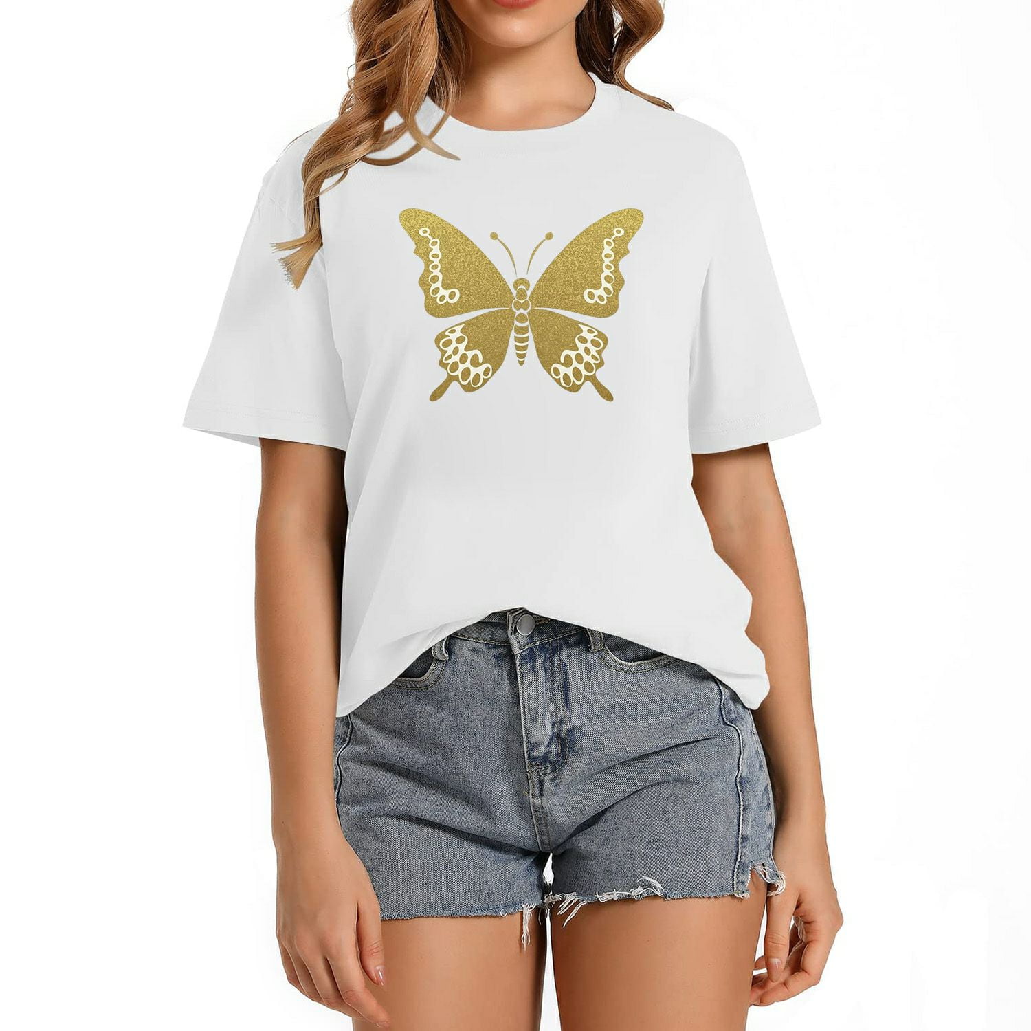 Monarch Butterfly Casual Womens T-Shirts White S - Walmart.com