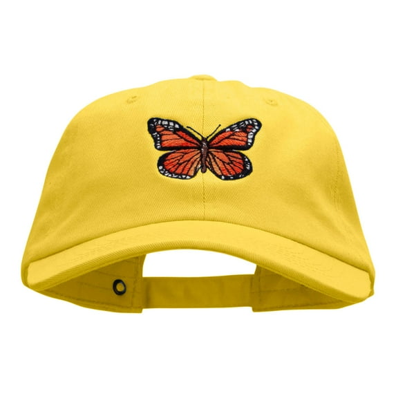 Monarch Butterfly Embroidered Washed Cap - Yellow OSFM