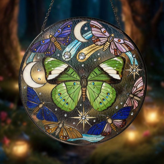 Monarch Butterfly Glass Suncatcher, Orange Monarch Lover Garden Decor V4, 3.5 in