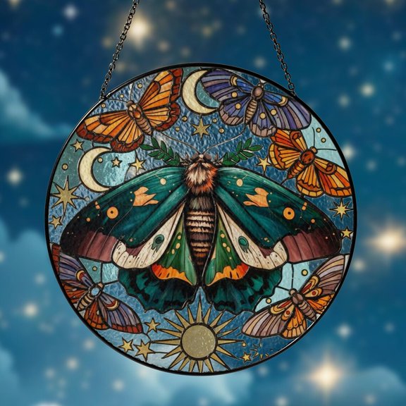 Monarch Butterfly Glass Suncatcher, Orange Monarch Lover Garden Decor V5, 6.3 in