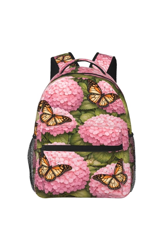 Monarch Butterfly Hydrangea Garden Backpack Lightweight Rucksack Travel Bag for Men and Women