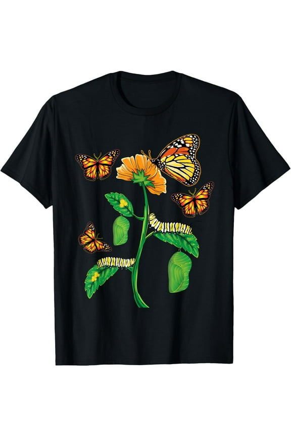 Monarch Butterfly Lover Life Cycle Metamorphosis Caterpillar T-Shirt