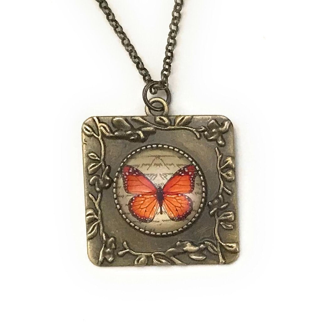 Monarch Butterfly Necklace, Monarch Pendant, Gift for Women, Unique Necklace, Under 25 Dollars