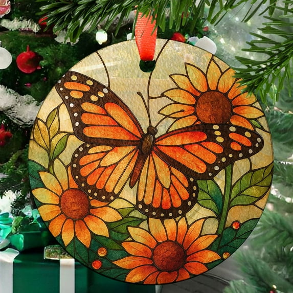 Monarch Butterfly Ornament Suncatcher, Sunflower Light Catcher Sun Room Decor, Sun Wall Hanging, Butterfly Gift, Garden Decor, 2025, Holiday 2025, Festive Home Accent, Memorable