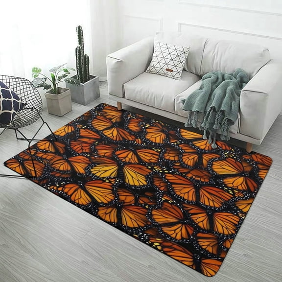 Monarch Butterfly Pattern Soft Comfy Area Rugs Carpet Suitable for Living Room Kitchen Bedroom Laundry Room Home Decorations 23.6"x35"