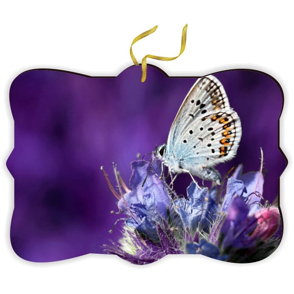 Monarch Butterfly on Purple Background - for Car Interior Rear View Mirror Hanger Car Accessories Interior Decoration Hanging Ornament Fancy Christmas Tree Ornament for Christmas