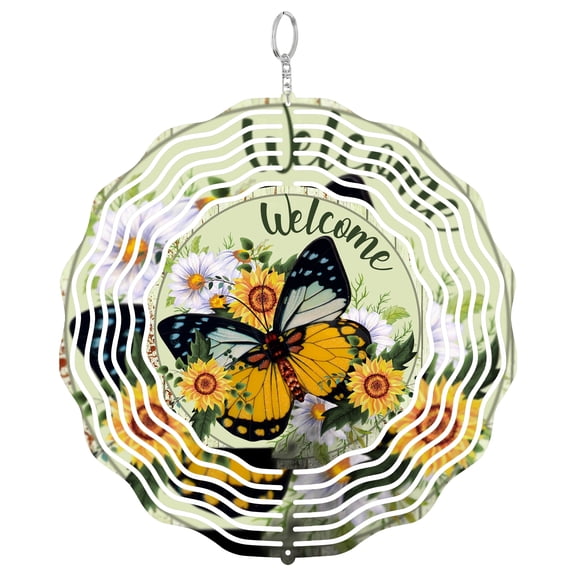 Monarch Butterfly Rustic 3D Wind Spinner Stainless Steel Kinetic Art Nature Garden Decor Gift