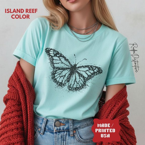 Monarch Butterfly Sketch Shirt, Vintage Insect Tee, Nature Inspired Kids, Adults Gift, Vintage Birthday Gift