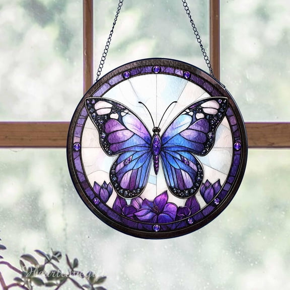 Monarch Butterfly Stained Glass Suncatcher, Monarch Butterfly Window Hanging, Butterfly Glass Flower Gift, Butterflies Glass, Gift for Her