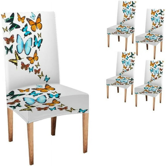 Monarch Butterfly Stretch Chair Covers for Dining Room Set of 4,Printed Stretchable Dining Chair Slipcover Washable Removable for Dining Room,Living Room,Hotel,Banquet,Party