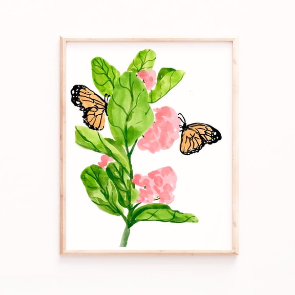 Monarch Butterfly Wall Art - Hand-Painted Nature Print Poster, Stretched Canvas Size 12x18 F03.1.19l1268