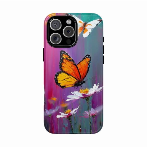 Monarch Butterfly with Daisy Flower Nature Artwork Phone Case for 11 12 13 14 15 16 17 Pro Max