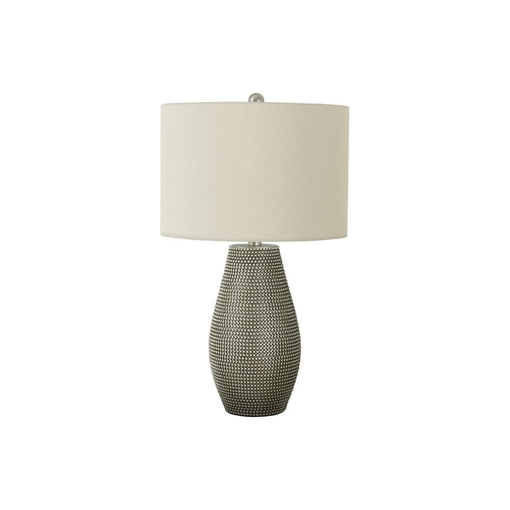 24" Gray Resin Table Lamp with Ivory Fabric Shade