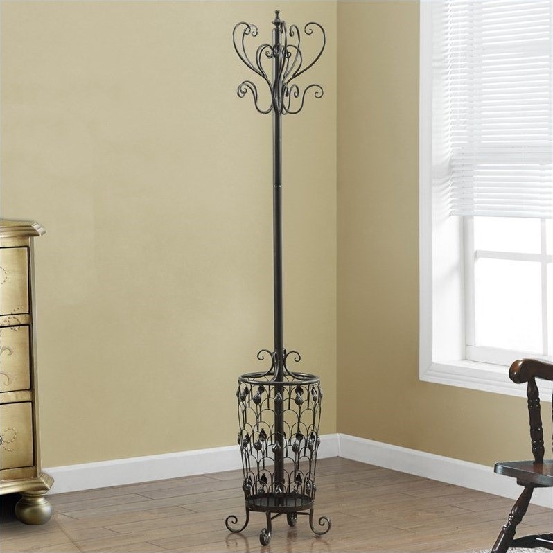 Monarch Specialties Chocolate Brown Metal 72"H Coat Rack