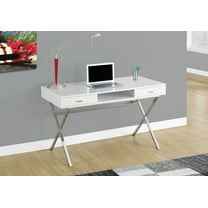 Monarch Computer Desk 48"L / Glossy White / Chrome Metal