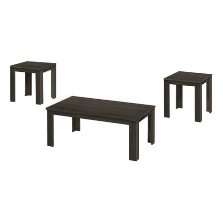 Monarch Contemporary Wood Coffee Table Set, Laminate Brown, 3 Piece