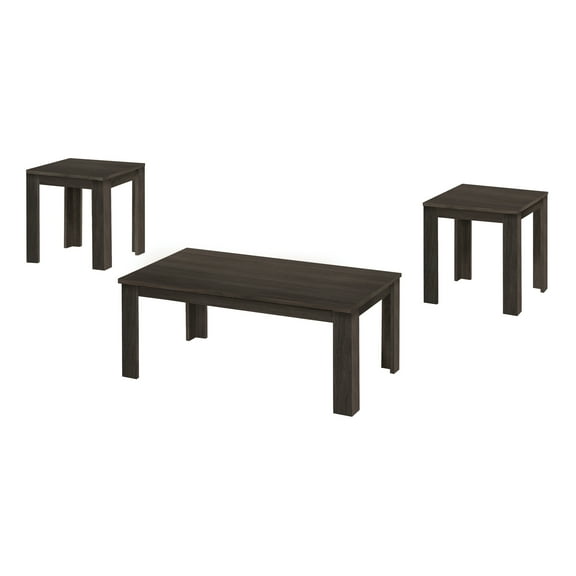 Monarch Contemporary Wood Coffee Table Set, Laminate Brown, 3 Piece