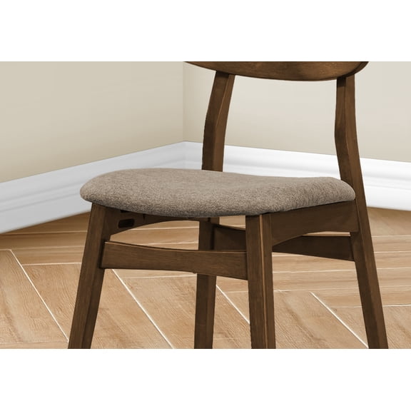 Dining Chair - 32" Height - Set Of 2 - Upholstered Dining Room - Walnut - Beige