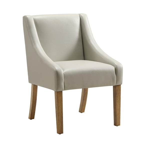 Monarch Dining Chair in Cream Faux Leather with Medium Espresso Wood Legs