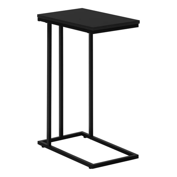 Monarch Engineered Wood and Metal Base C-Shaped End Table in Black Laminate