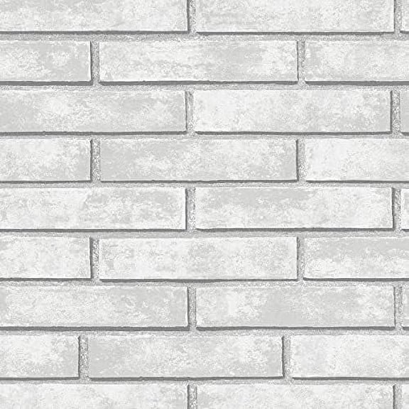 Monarch Faux Brick Screen Printed Peel and Stick Wallpaper (Calcutta Grey)