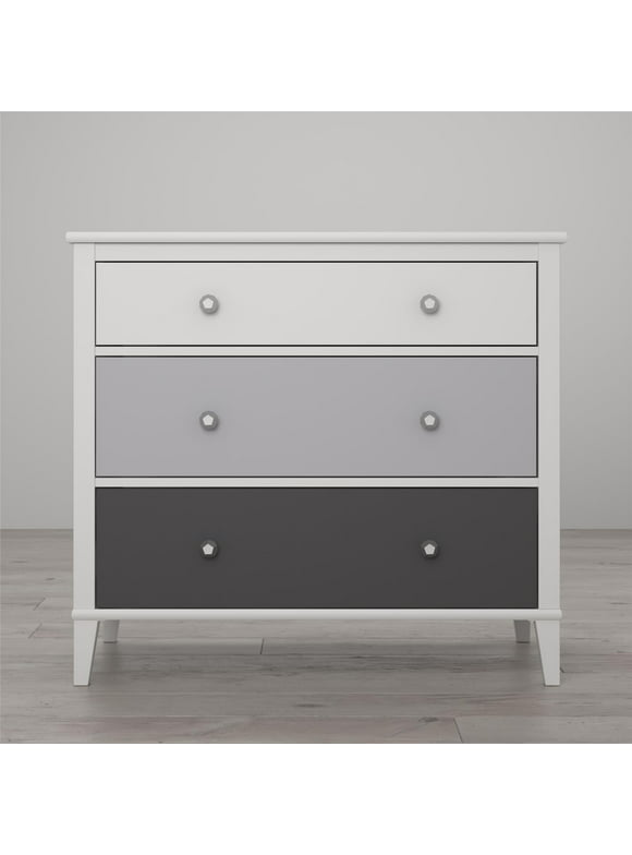 Monarch Hill Poppy White 3 Drawer Dresser, Grey