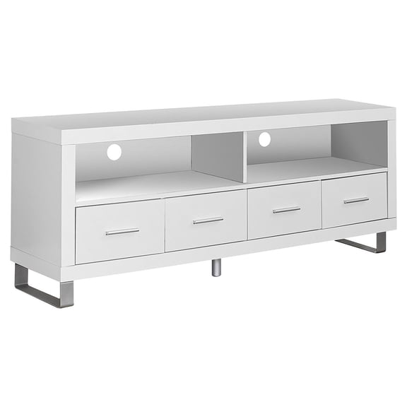 Monarch Hollow-Core TV Console in White with Drawers